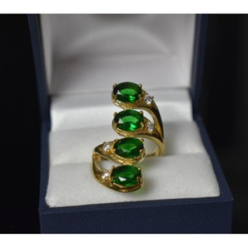 925 Sterling Silver Gold Plated Alpanite & CZ Ring Size 7