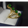 925 Sterling Silver Gold Plated Alpanite & CZ Ring Size 7