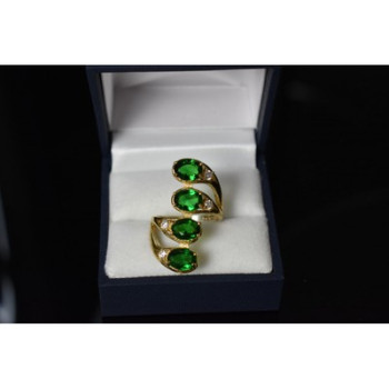 925 Sterling Silver Gold Plated Alpanite & CZ Ring Size 7