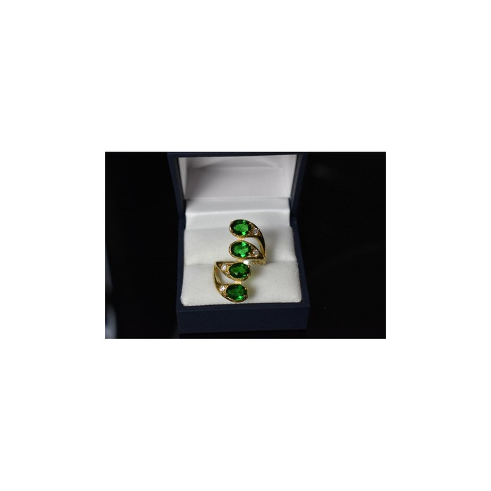 925 Sterling Silver Gold Plated Alpanite & CZ Ring Size 7