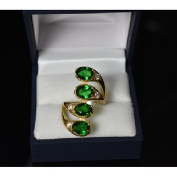 925 Sterling Silver Gold Plated Alpanite & CZ Ring Size 7