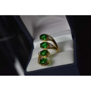 925 Sterling Silver Gold Plated Alpanite & CZ Ring Size 7