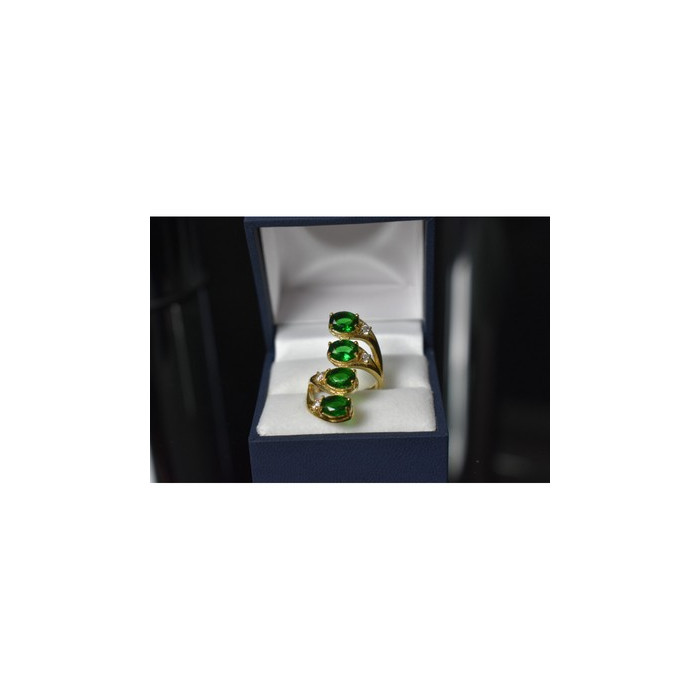 925 Sterling Silver Gold Plated Alpanite & CZ Ring Size 7