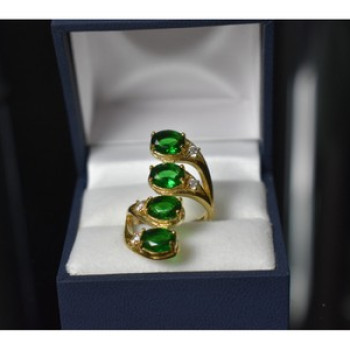 925 Sterling Silver Gold Plated Alpanite & CZ Ring Size 7