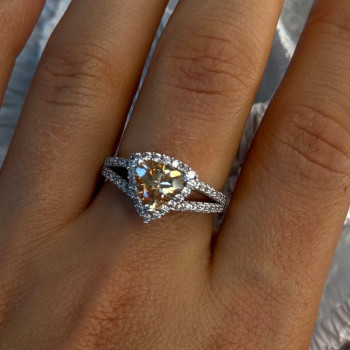 925 Sterling Silver Citrine & Beryl Ring Size 8.5