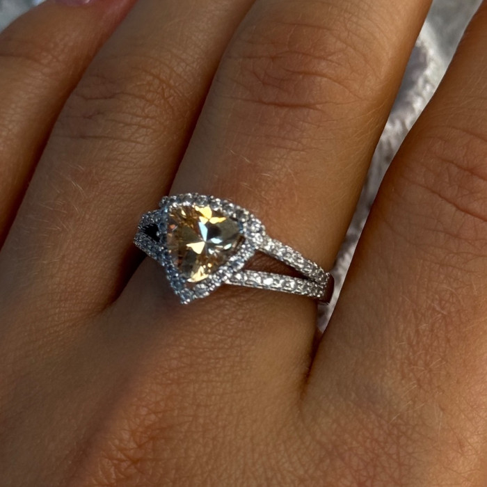 925 Sterling Silver Citrine & Beryl Ring Size 8.5