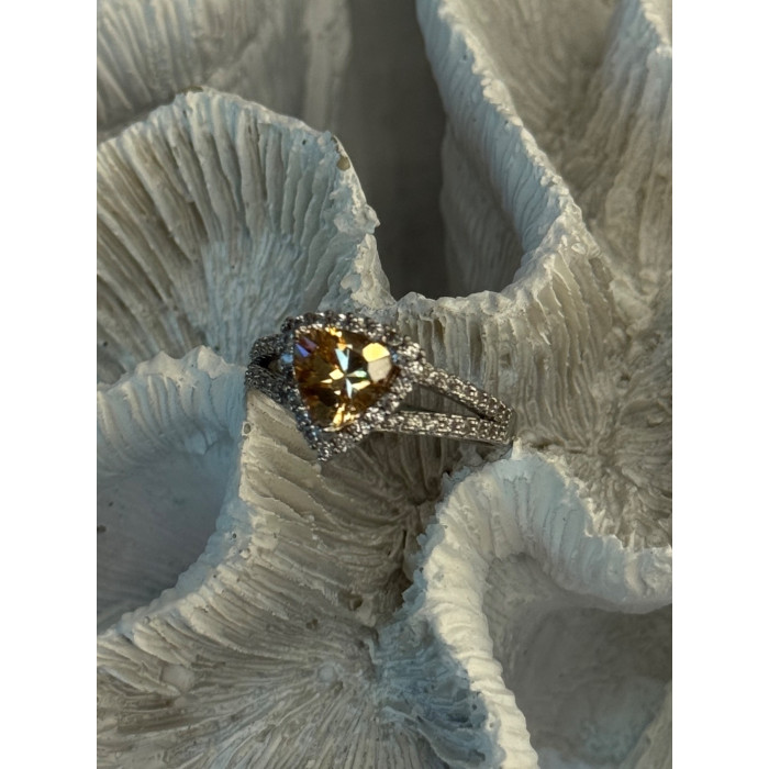 925 Sterling Silver Citrine & Beryl Ring Size 8.5