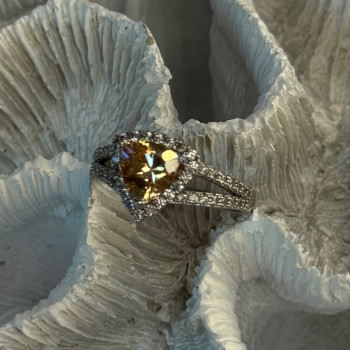 925 Sterling Silver Citrine & Beryl Ring Size 8.5