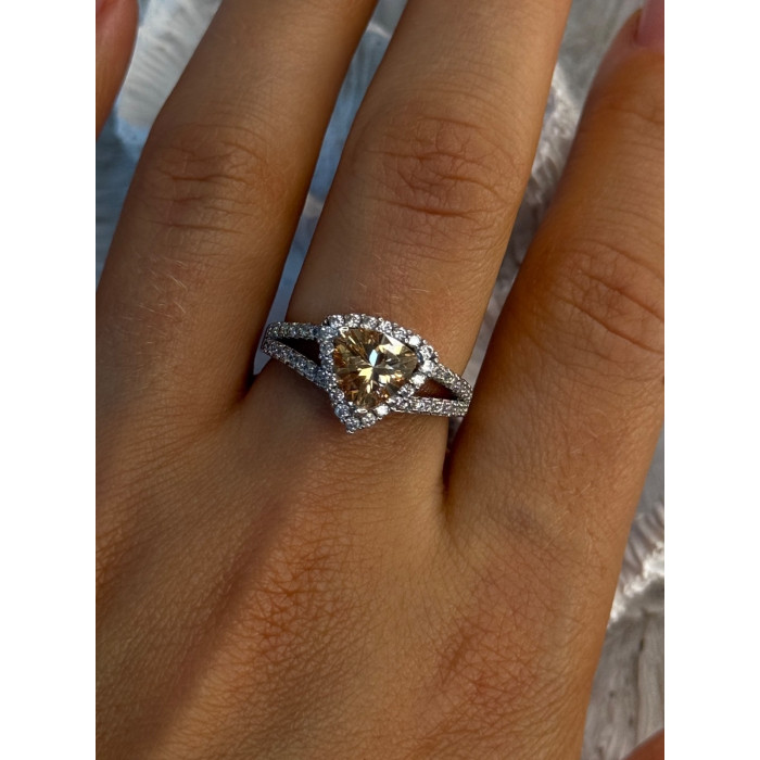 925 Sterling Silver Citrine & Beryl Ring Size 8.5