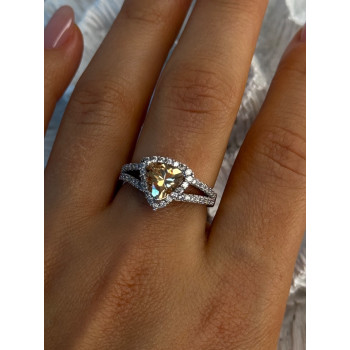 925 Sterling Silver Citrine & Beryl Ring Size 8.5