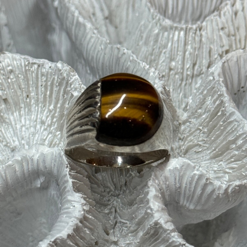 925 Sterling Silver Amber Men'S Ring Size 9