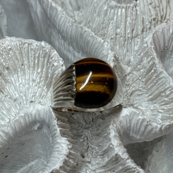 925 Sterling Silver Amber Men'S Ring Size 9