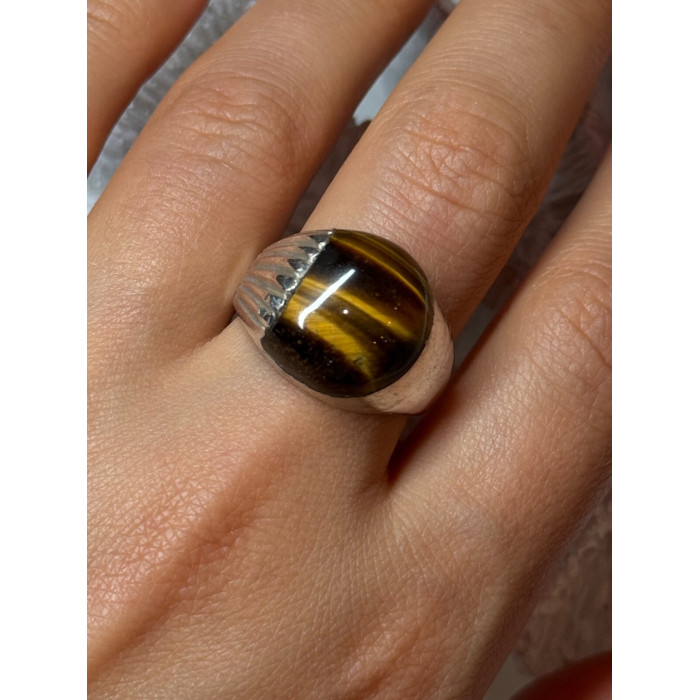 925 STERLING SILVER AMBER MEN'S RING SIZE 9
