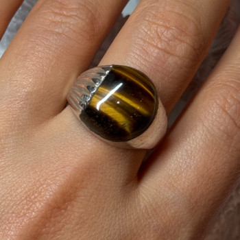 925 Sterling Silver Amber Men'S Ring Size 9