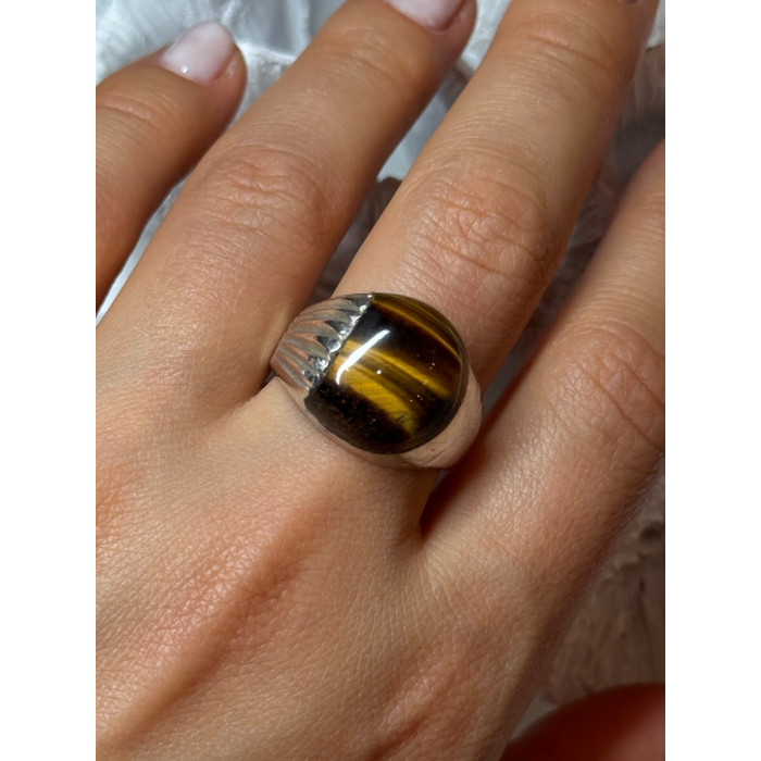 925 STERLING SILVER AMBER MEN'S RING SIZE 9