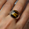 925 Sterling Silver Amber Men'S Ring Size 9