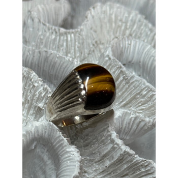 925 STERLING SILVER AMBER MEN'S RING SIZE 9