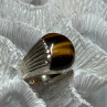 925 Sterling Silver Amber Men'S Ring Size 9