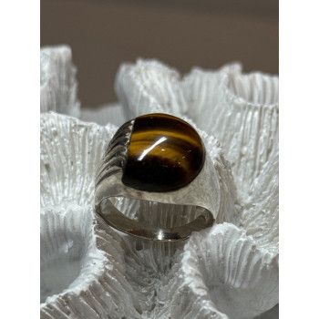 925 STERLING SILVER AMBER MEN'S RING SIZE 9