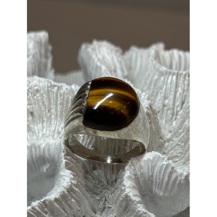 925 STERLING SILVER AMBER MEN'S RING SIZE 9