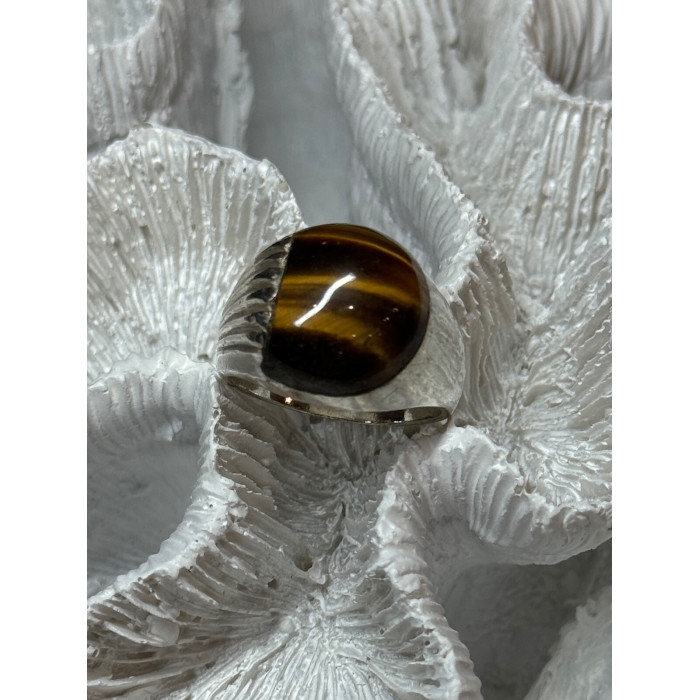 925 STERLING SILVER AMBER MEN'S RING SIZE 9