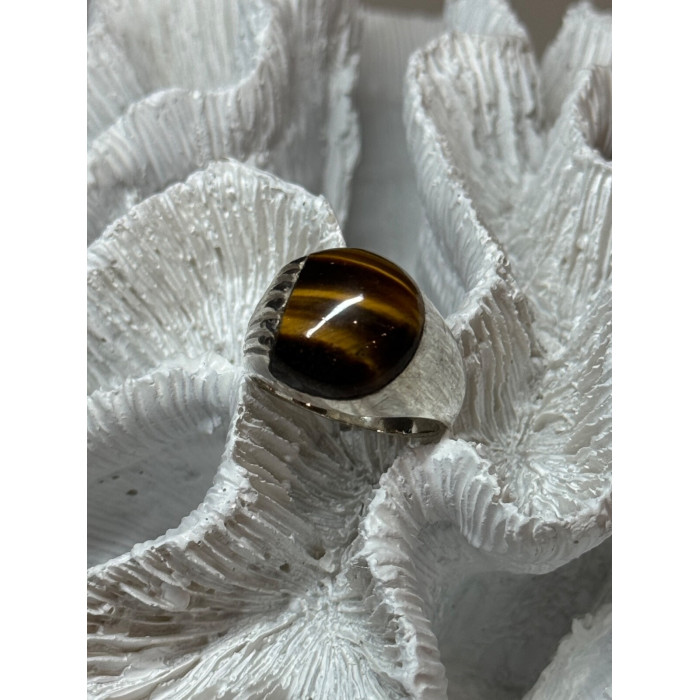 925 STERLING SILVER AMBER MEN'S RING SIZE 9