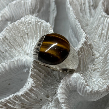 925 Sterling Silver Amber Men'S Ring Size 9