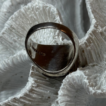925 Sterling Silver Amber Men'S Ring Size 9