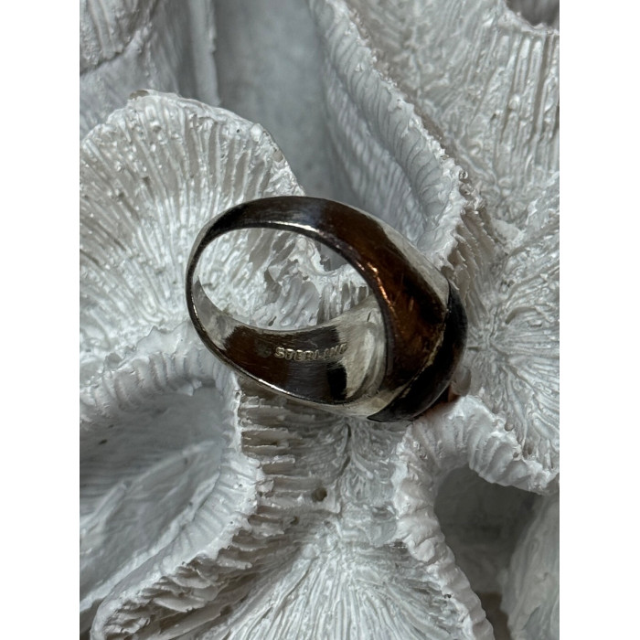 925 STERLING SILVER AMBER MEN'S RING SIZE 9