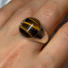 925 Sterling Silver Amber Men'S Ring Size 9