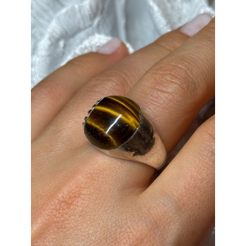 925 STERLING SILVER AMBER MEN'S RING SIZE 9