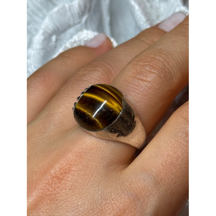 925 STERLING SILVER AMBER MEN'S RING SIZE 9