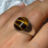 925 Sterling Silver Amber Men'S Ring Size 9