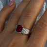 925 Sterling Silver Ruby & Beryl Ring Size 10