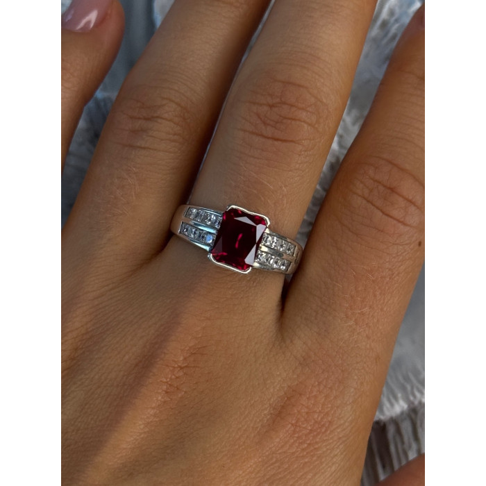 925 Sterling Silver Ruby & Beryl Ring Size 10