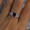 925 Sterling Silver Ruby & Beryl Ring Size 10