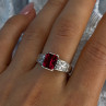 925 Sterling Silver Ruby & Beryl Ring Size 10