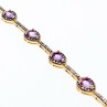 925 Sterling Silver Gold Plated Amethyst Bracelet Size 7.5 IN