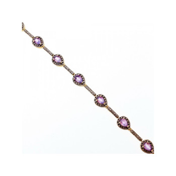 925 STERLING SILVER GOLD PLATED AMETHYST BRACELET SIZE 7.5 IN