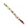 925 STERLING SILVER GOLD PLATED MULTI GEMSTONES BRACELET SIZE 7.5 IN