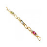 925 STERLING SILVER GOLD PLATED MULTI GEMSTONES BRACELET SIZE 7.5 IN