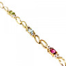 925 Sterling Silver Gold Plated Multi Gemstones Bracelet Size 7.5 IN