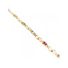 925 STERLING SILVER GOLD PLATED MULTI GEMSTONES BRACELET SIZE 7.5 IN
