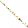 925 Sterling Silver Gold Plated Multi Gemstones Bracelet Size 7.5 IN