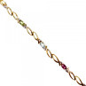 925 Sterling Silver Gold Plated Multi Gemstones Bracelet Size 7.5 IN