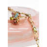 925 Sterling Silver Gold Plated Multi Gemstones Bracelet Size 7.5 IN
