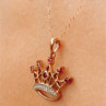 10K Yellow Gold Rubies & Diamonds Crown Chain With Pendant