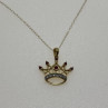 10K Yellow Gold Rubies & Diamonds Crown Chain With Pendant
