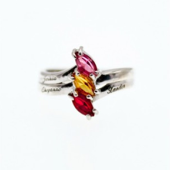 925 Sterling Silver Multicolor Spinel Ring Size 6.5