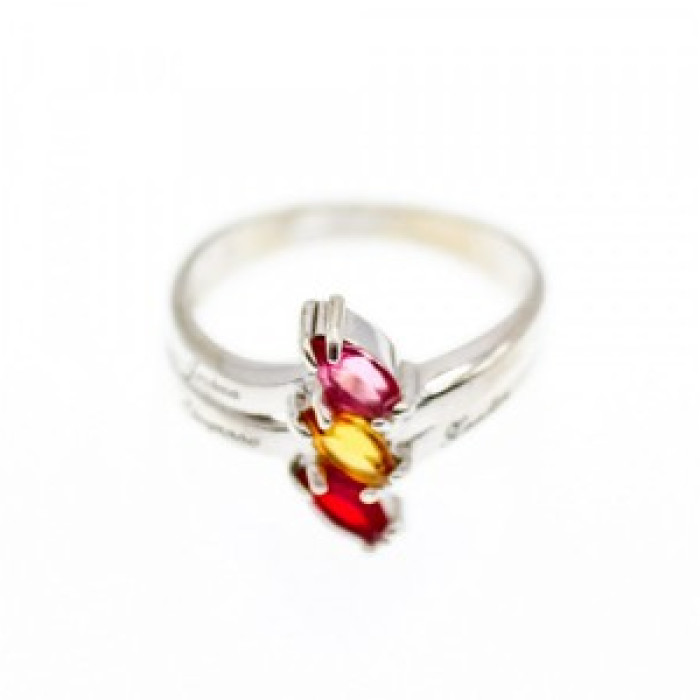 925 Sterling Silver Multicolor Spinel Ring Size 6.5